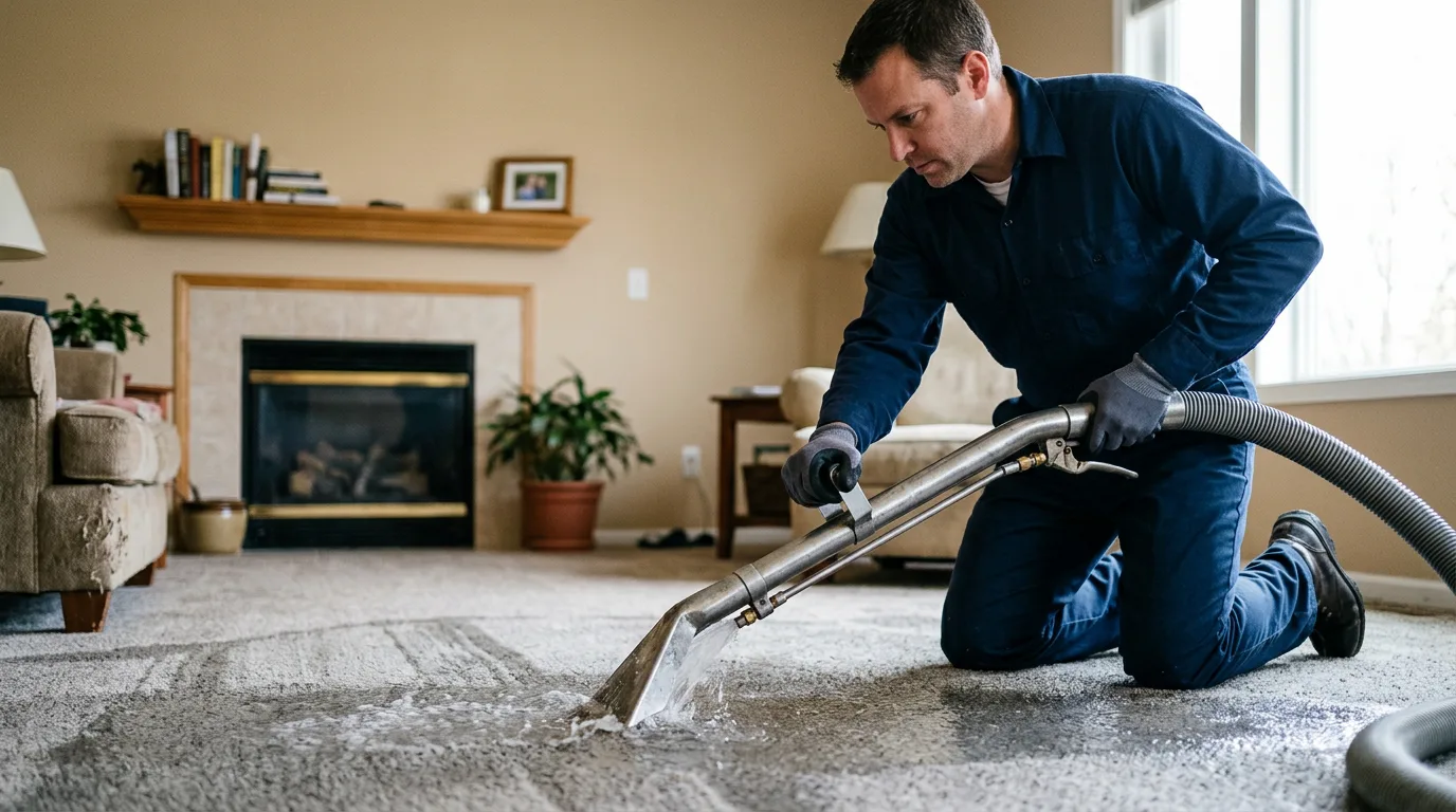 Water damage restoration technician working near Fairton, NJ